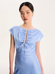 Omnes Blue Lovette Keyhole Neckline Midi Dress - Image 3 of 3