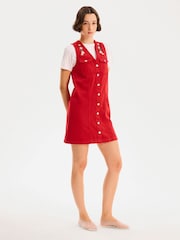 Omnes Red 100% Cotton Talula Denim Floral Embroidered Mini Dress - Image 1 of 6