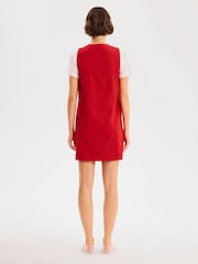 Omnes Red 100% Cotton Talula Denim Floral Embroidered Mini Dress - Image 2 of 6