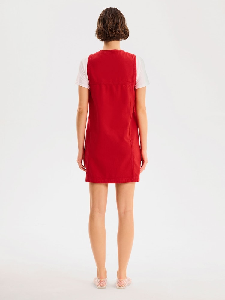 Omnes Red 100% Cotton Talula Denim Floral Embroidered Mini Dress - Image 2 of 6