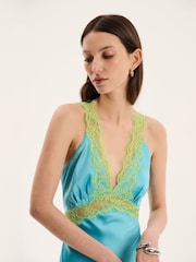 Omnes Blue Chrome Aurelia Lace Low Back Slip Maxi Dress - Image 4 of 5