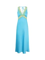 Omnes Blue Chrome Aurelia Lace Low Back Slip Maxi Dress - Image 5 of 5