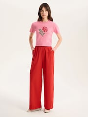 Omnes Pink Lexi Cross Stitched Rose Knit Tank Top - Image 1 of 3