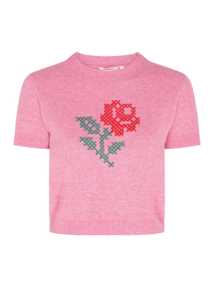 Omnes Pink Lexi Cross Stitched Rose Knit Tank Top - Image 3 of 3