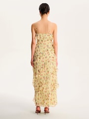 Omnes Yellow Missy Ruffle Chiffon Maxi Floral Dress - Image 2 of 4