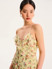 Omnes Yellow Missy Ruffle Chiffon Maxi Floral Dress - Image 3 of 4