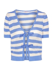 Omnes Blue 100% Cotton Harper V-Neck Knit Tank Top in Stripe - Image 1 of 1