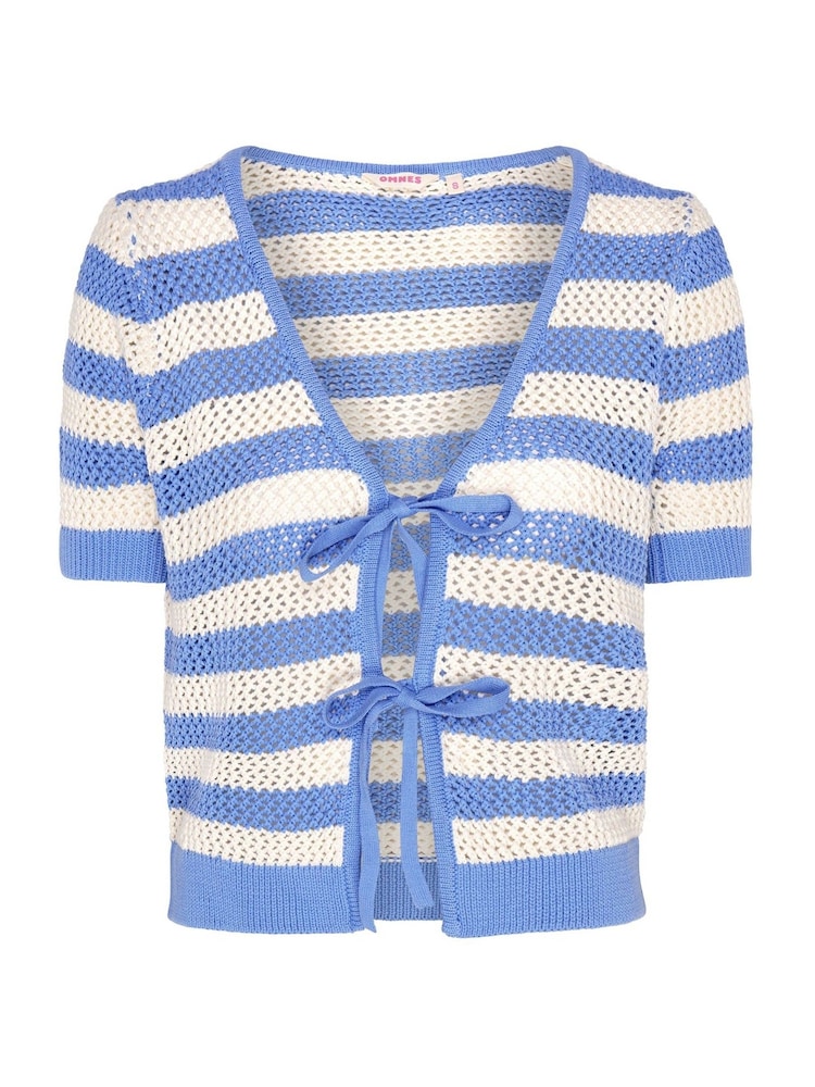 Omnes Blue 100% Cotton Harper V-Neck Knit Tank Top in Stripe - Image 1 of 1