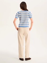 Omnes Blue 100% Cotton Harper V-Neck Knit Tank Top in Stripe - Image 4 of 5