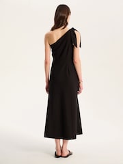 Omnes Black Junaya 100% Cotton One Shoulder Midi Dress - Image 2 of 4
