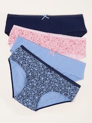 FatFace Pink 4 Pack of Tonal Floral Short Knickers - Image 1 of 3