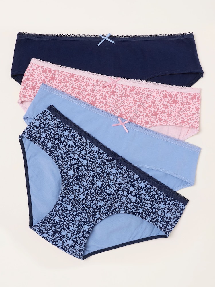 FatFace Pink 4 Pack of Tonal Floral Short Knickers - Image 1 of 3 FatFace Pink 4 Pack of Tonal Floral Short Knickers - Image 1 of 3