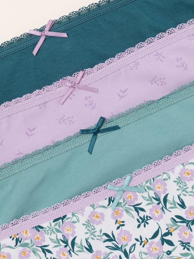 FatFace Purple 4 Pack of Floral High Leg Knickers - Image 3 of 3 FatFace Purple 4 Pack of Floral High Leg Knickers - Image 3 of 3