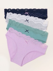 FatFace Green 4 Pack of Spot High Leg Knickers - Image 1 of 3