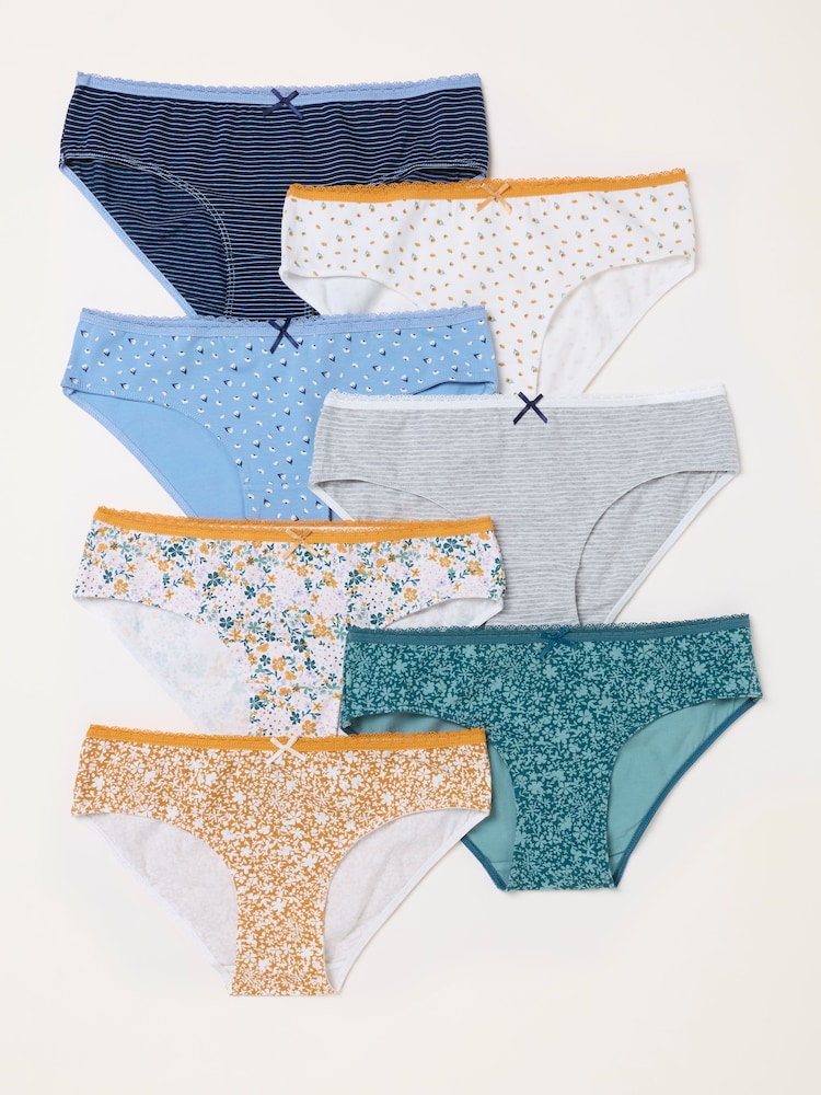 FatFace 7 Pack of Floral Stripe Classic Knickers - صورة 2 من 3 FatFace 7 Pack of Floral Stripe Classic Knickers - صورة 2 من 3