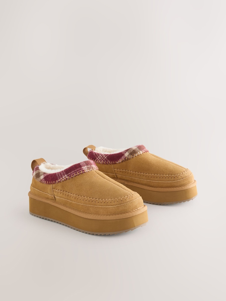 Chestnut Brown Forever Comfort® Leather Fur Lined Cosy Platform Shoes - Image 2 of 6