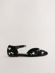 Negro - Forever Comfort® Velvet Embellished Two Part Closed Toe Shoes - Imagen 8 de 12