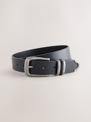 Black Leather Belt With Double Metal Keeper And Tip Detail - Image 2 of 4