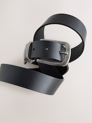 Black Leather Belt With Double Metal Keeper And Tip Detail - Image 3 of 4