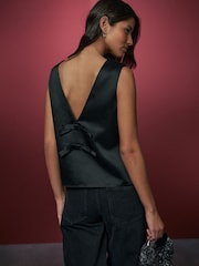 Black Bow Back Detail Sleeveless Top - Image 2 of 8