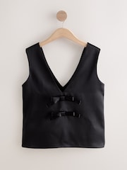 Black Bow Back Detail Sleeveless Top - Image 5 of 8