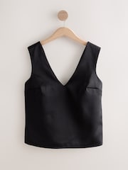 Black Bow Back Detail Sleeveless Top - Image 6 of 8