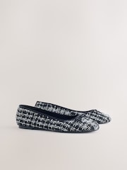 Schwarz/Weiss Tweed - Ballerinas mit runder Zehenpartie - Bild 6 von 9