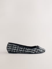 Schwarz/Weiss Tweed - Ballerinas mit runder Zehenpartie - Bild 7 von 9