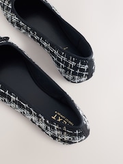 Schwarz/Weiss Tweed - Ballerinas mit runder Zehenpartie - Bild 8 von 9