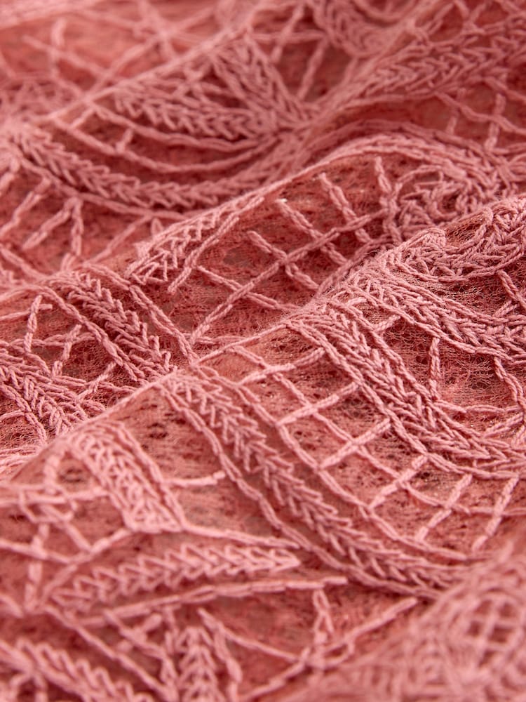 Pink - Paisley-Bluse mit Spitzenbesatz und V-Ausschnitt - Bild 2 von 3