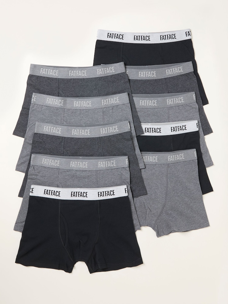 FatFace Black 10 Pairs of Plain Boxers - Image 1 of 2
