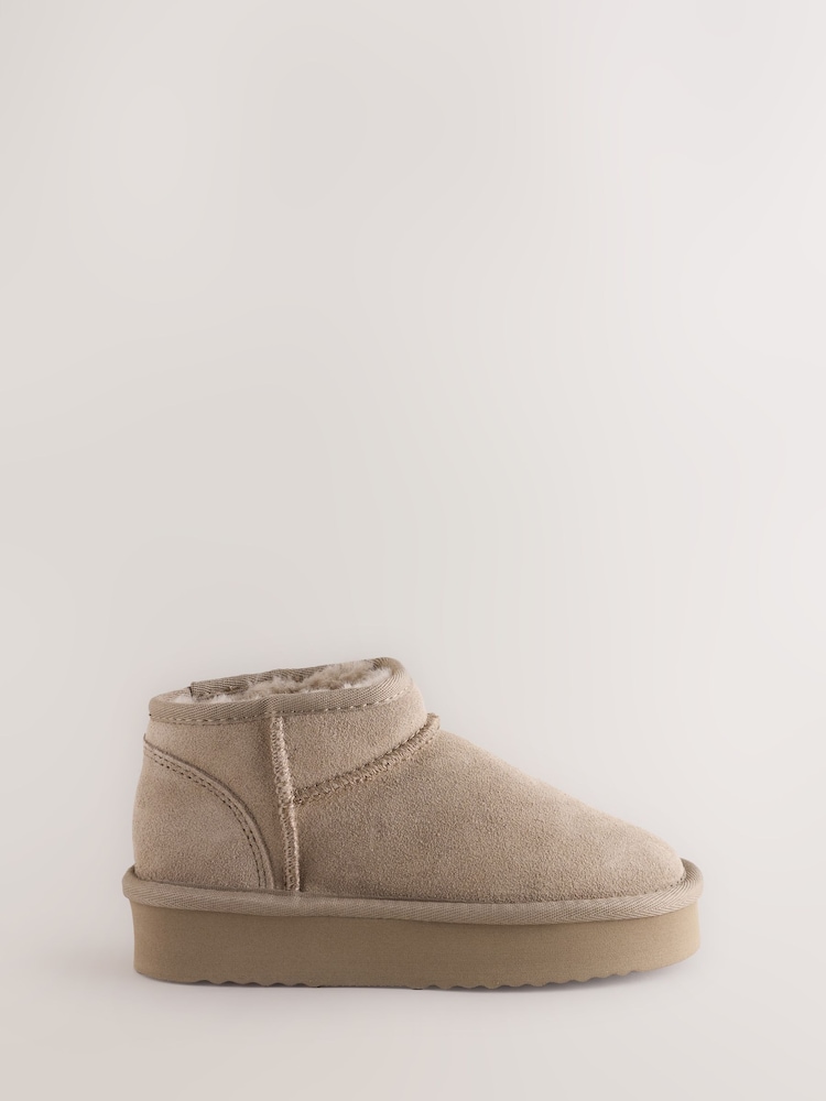 Mink Wide Fit (G) Flatform Mini Warm Lined Water Repellent Suede Pull-On Boots - Image 2 of 5 Mink Wide Fit (G) Flatform Mini Warm Lined Water Repellent Suede Pull-On Boots - Image 2 of 5