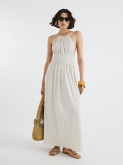 River Island Natural Halter Neck Maxi Dress - Image 1 of 3