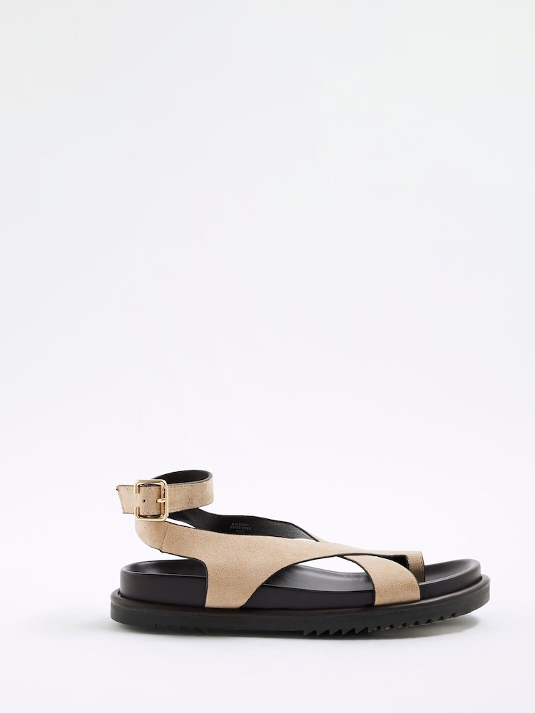 River Island Brown Cross Over Footbed Sandals - Image 2 of 6