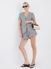 River Island Black Gingham Cropped Sleeve Jacket - Image 1 of 4