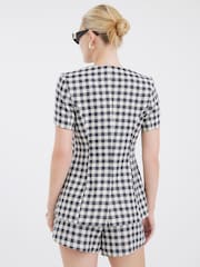 River Island Black Gingham Cropped Sleeve Jacket - Image 2 of 4