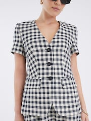 River Island Black Gingham Cropped Sleeve Jacket - Image 3 of 4