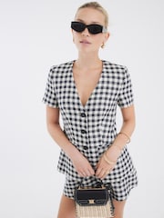 River Island Black Gingham Cropped Sleeve Jacket - Image 4 of 4
