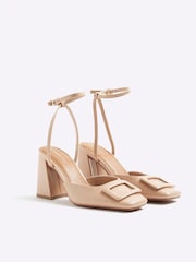 River Island Natural Block Heel Square Toe Shoes - Image 2 of 6