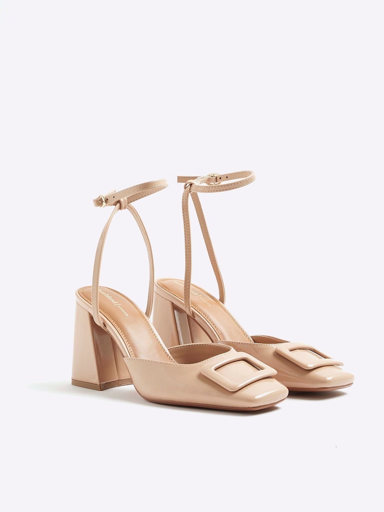 River Island Natural Block Heel Square Toe Shoes - Image 2 of 6 River Island Natural Block Heel Square Toe Shoes - Image 2 of 6