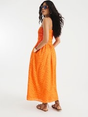 River Island Orange Broderie Baby Doll Maxi Dress - Image 2 of 3