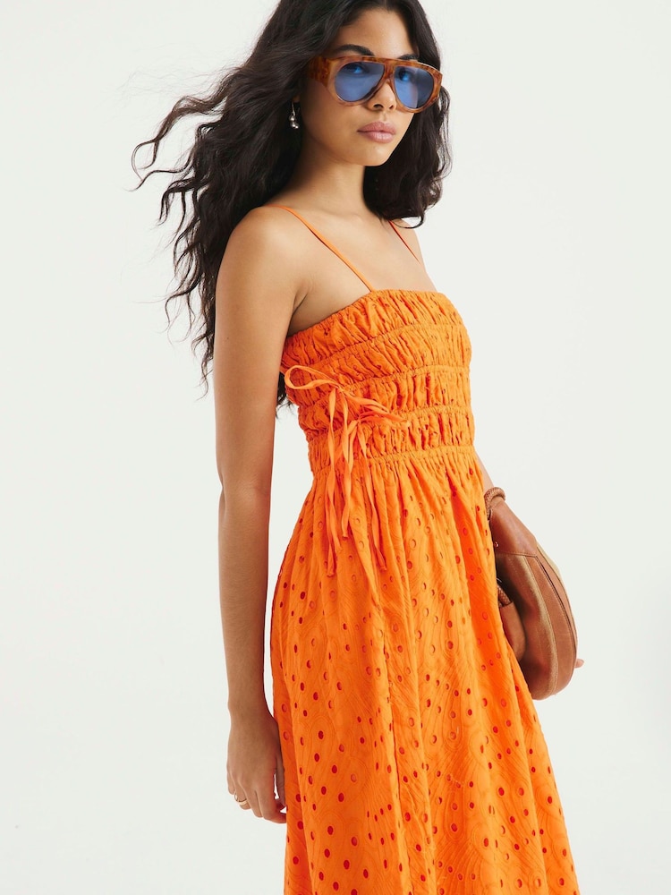 River Island Orange Broderie Baby Doll Maxi Dress - Image 3 of 3 River Island Orange Broderie Baby Doll Maxi Dress - Image 3 of 3