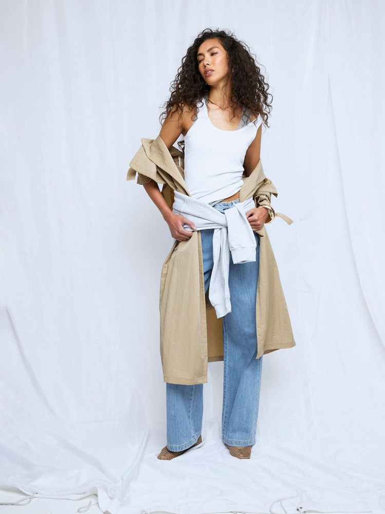 River Island Blue Wide Leg Tie Front Jeans - Image 2 of 4 River Island Blue Wide Leg Tie Front Jeans - Image 2 of 4
