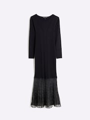 River Island Black Petite Mesh Hem Maxi Dress - Image 4 of 5