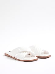 River Island White Padded Cross Strap Flat Mules - Image 1 of 6