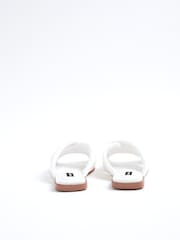 River Island White Padded Cross Strap Flat Mules - Image 10 of 12