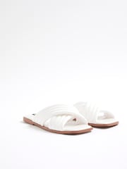 River Island White Padded Cross Strap Flat Mules - Image 3 of 6