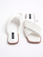 River Island White Padded Cross Strap Flat Mules - Image 4 of 6