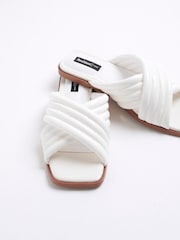 River Island White Padded Cross Strap Flat Mules - Image 5 of 6