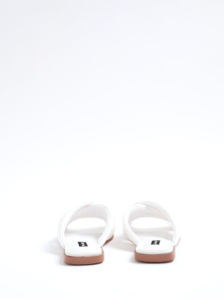 River Island White Padded Cross Strap Flat Mules - Image 6 of 6 River Island White Padded Cross Strap Flat Mules - Image 6 of 6